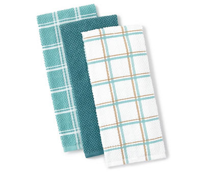 Light Blue & Plaid Kitchen Towels, 3-Pack