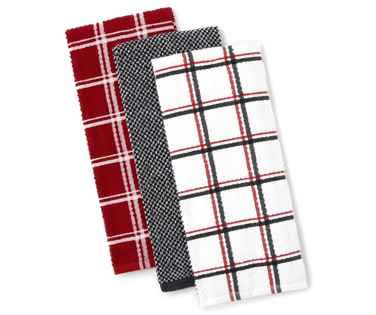 Master Cuisine Red & Plaid Kitchen Towels, 3-Pack