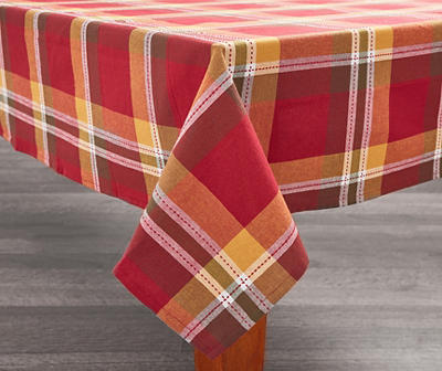 Harvest Red Plaid Fabric Tablecloths & Placemat Collection