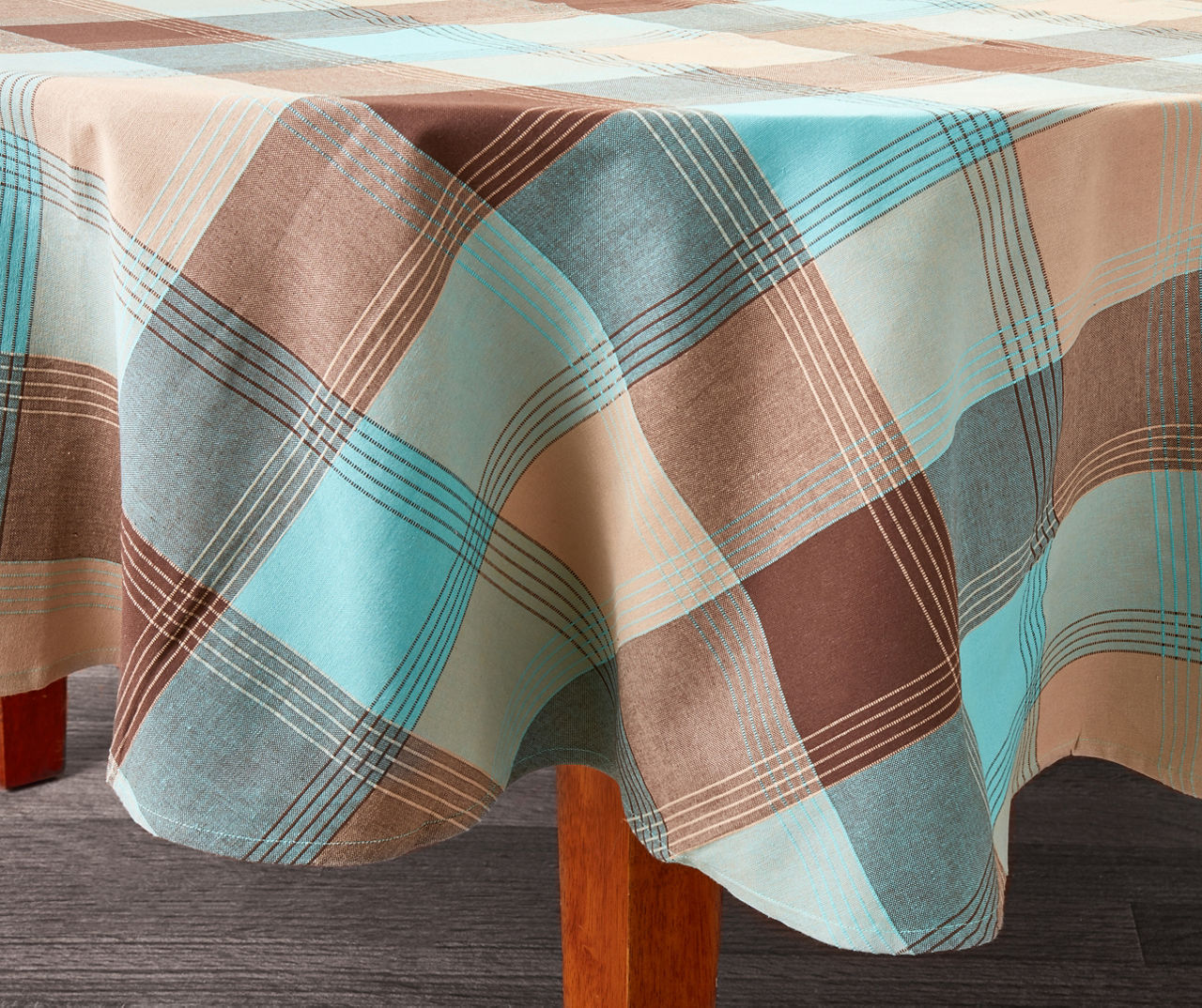 Mineral Plaid Round Tablecloth, (70") 
