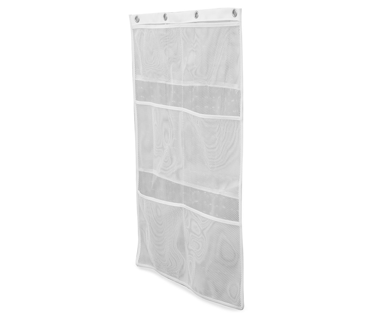 Mesh Shower Caddy, Shower Curtains Rod Hanging Caddies 6 Pockets With 3  Hooks, 17 X 26 Inch, White