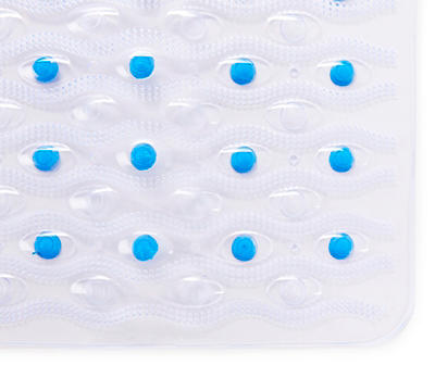 Non-Slip Semi-Brushed Bath Shower and Tub Mat with Suction Cups, Clear Blue