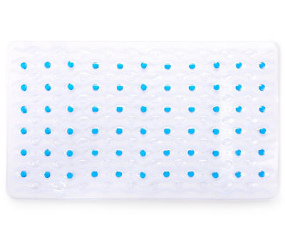 Non-Slip Semi-Brushed Bath Shower and Tub Mat with Suction Cups, Clear Blue