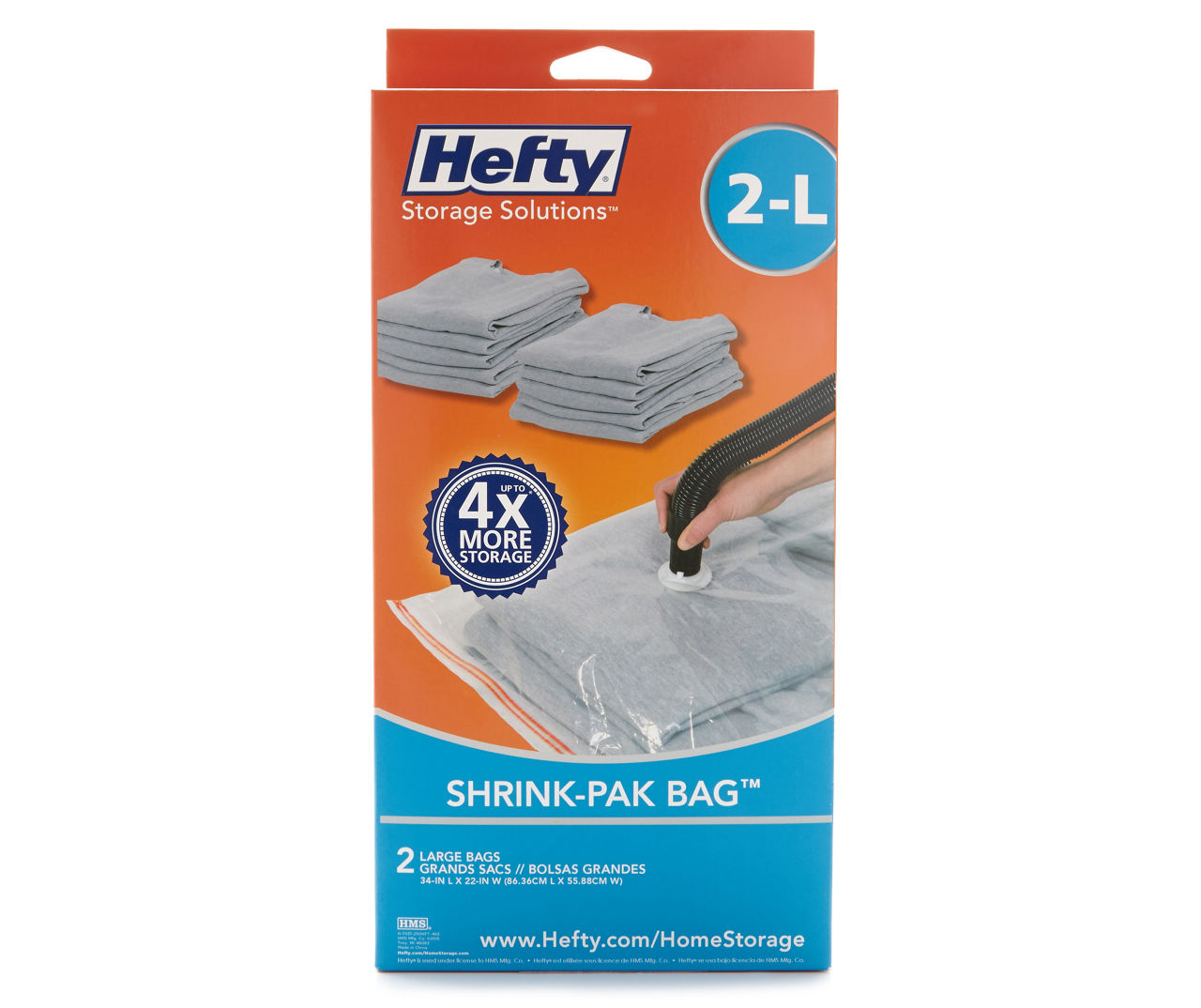Hefty Shrink-Pak 2 Jumbo Vacuum Storage Bags, Clear
