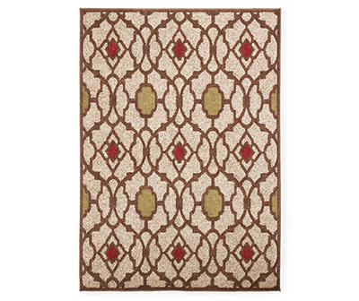 Nobel Collection Tan Lattice Tapestry Area Rug, (5'3" x 7'5")