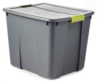 Gray 20-Gallon Latch Storage Tote Container
