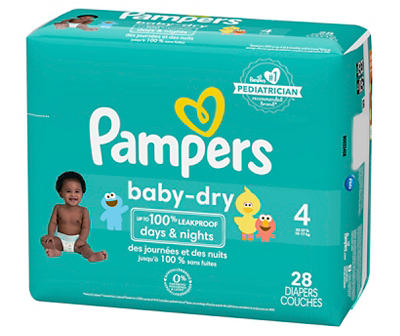 Baby-Dry Diapers, Size 4, 28-Count