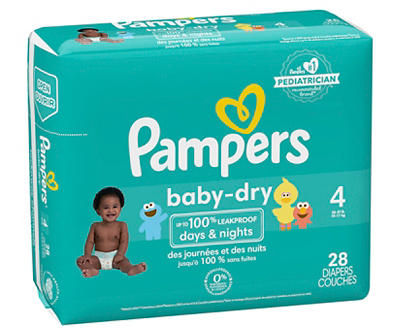Baby-Dry Diapers, Size 4, 28-Count