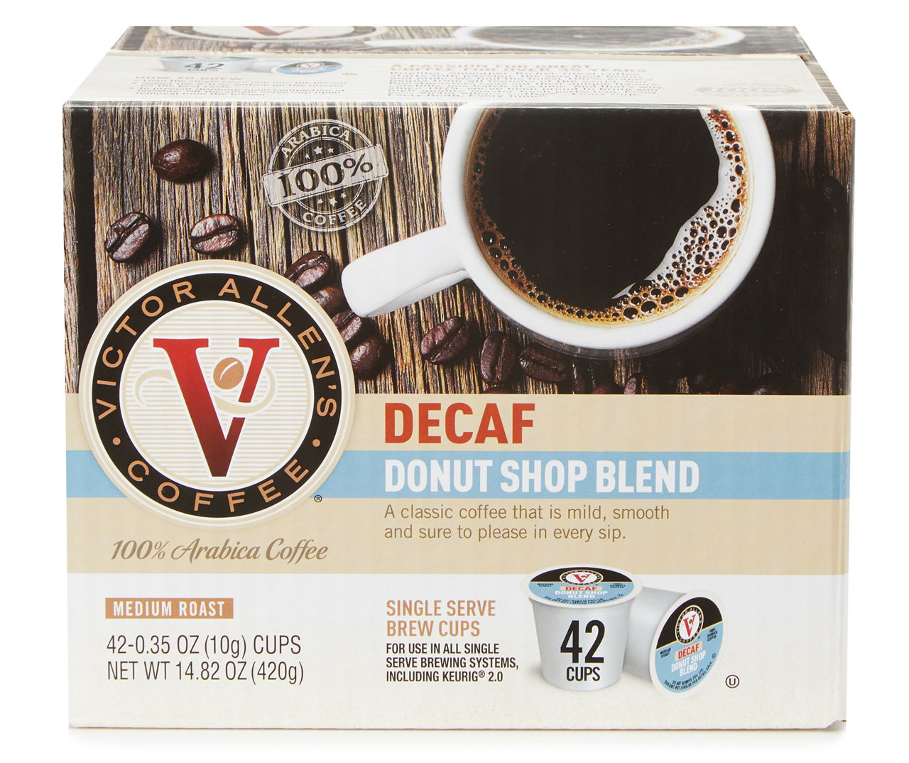 Victor Allen Decaf Donut Shop Medium Roast 42-Pack Brew Cups