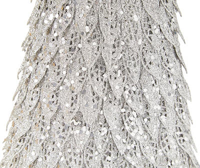 Silver Glitter Cone Tree Tabletop Decor