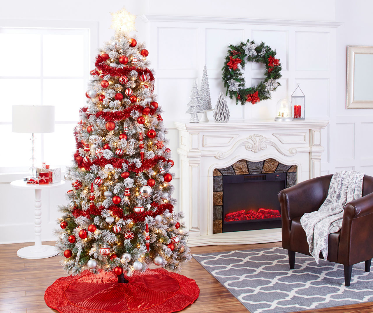 Red artificial deals christmas tree