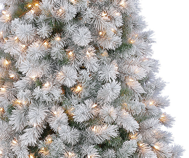 7' Flocked Pre-Lit Christmas Tree with Clear Lights | Big Lots