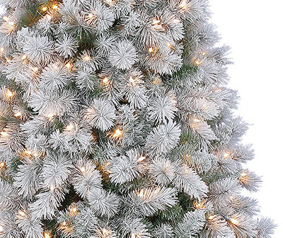 7' Lake Tahoe Flocked Pre-Lit Artificial Christmas Tree with Clear Lights
