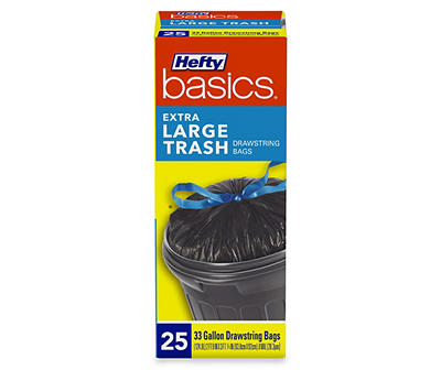Hefty Basics 33 Gallon Extra Large Trash Drawstring Bags 25 ct Box