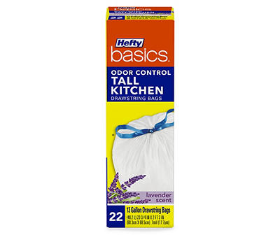 Hefty� Basics� Odor Control 13 Gallon Tall Kitchen Drawstring Bags 22 ct Lavender Scent Box