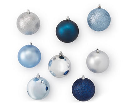 Navy, Blue & Silver 50-Piece Ornament Set
