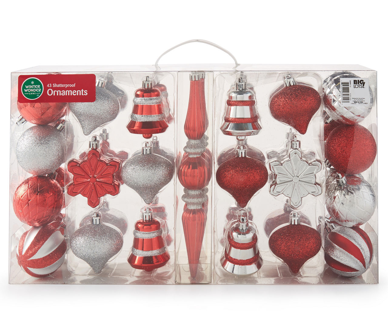 Winter Wonder Lane Red & Silver Glitter Snowflake Mini Ornaments, 8-Pack