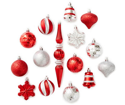 Winter Wonder Lane Red & Silver Shatterproof Ornaments, 43-Pack