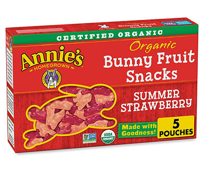 Summer Strawberry Bunny Organic Fruit Snacks, 5-Pack