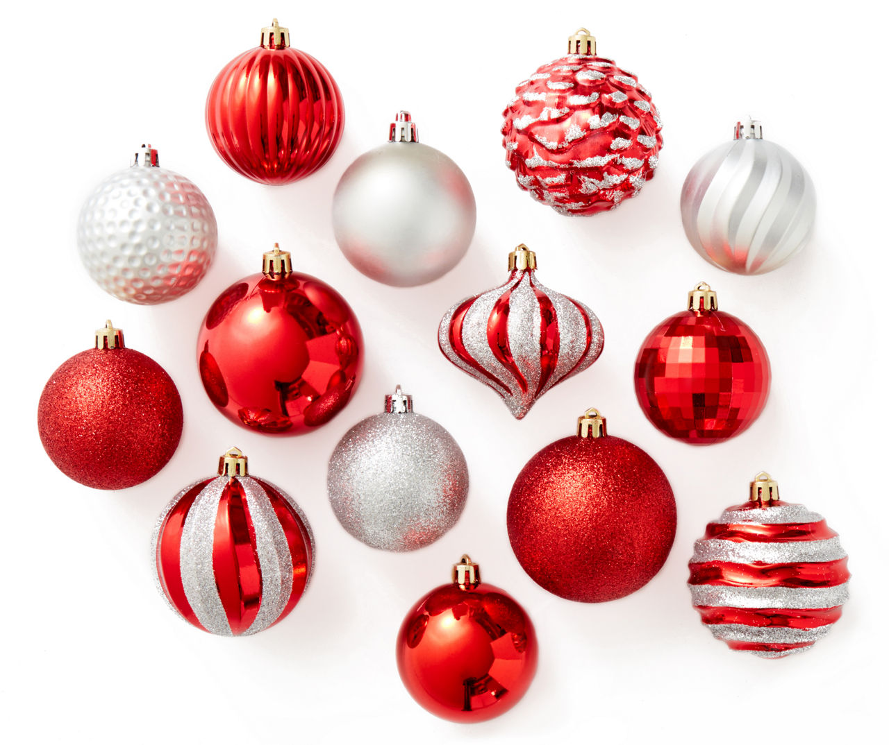 Winter Wonder Lane Red & Silver Shatterproof Ornament Set, 60-Pack ...