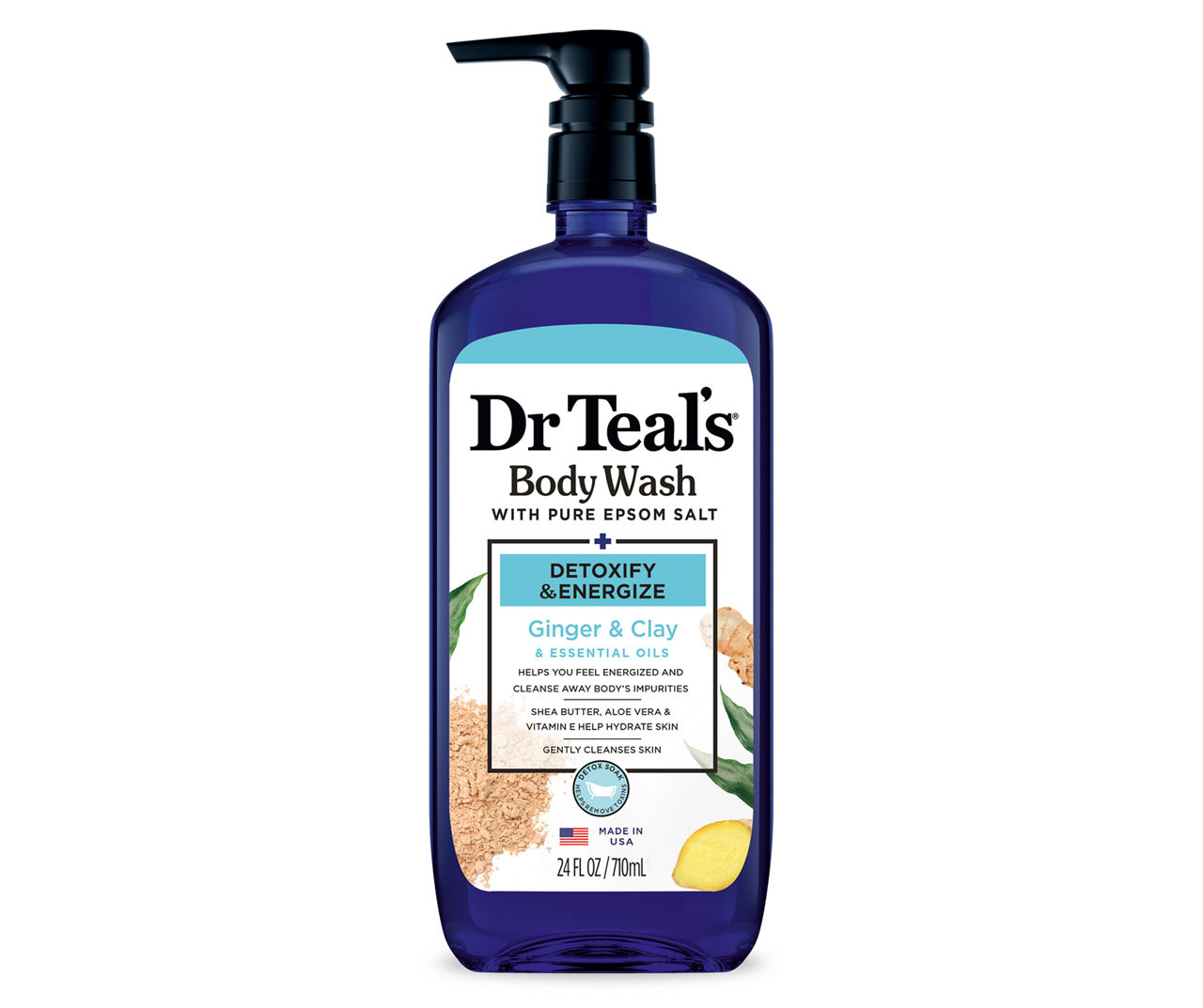 Dr Teal's Detoxify & Energize with Ginger & Clay Body Wash, 24 Oz