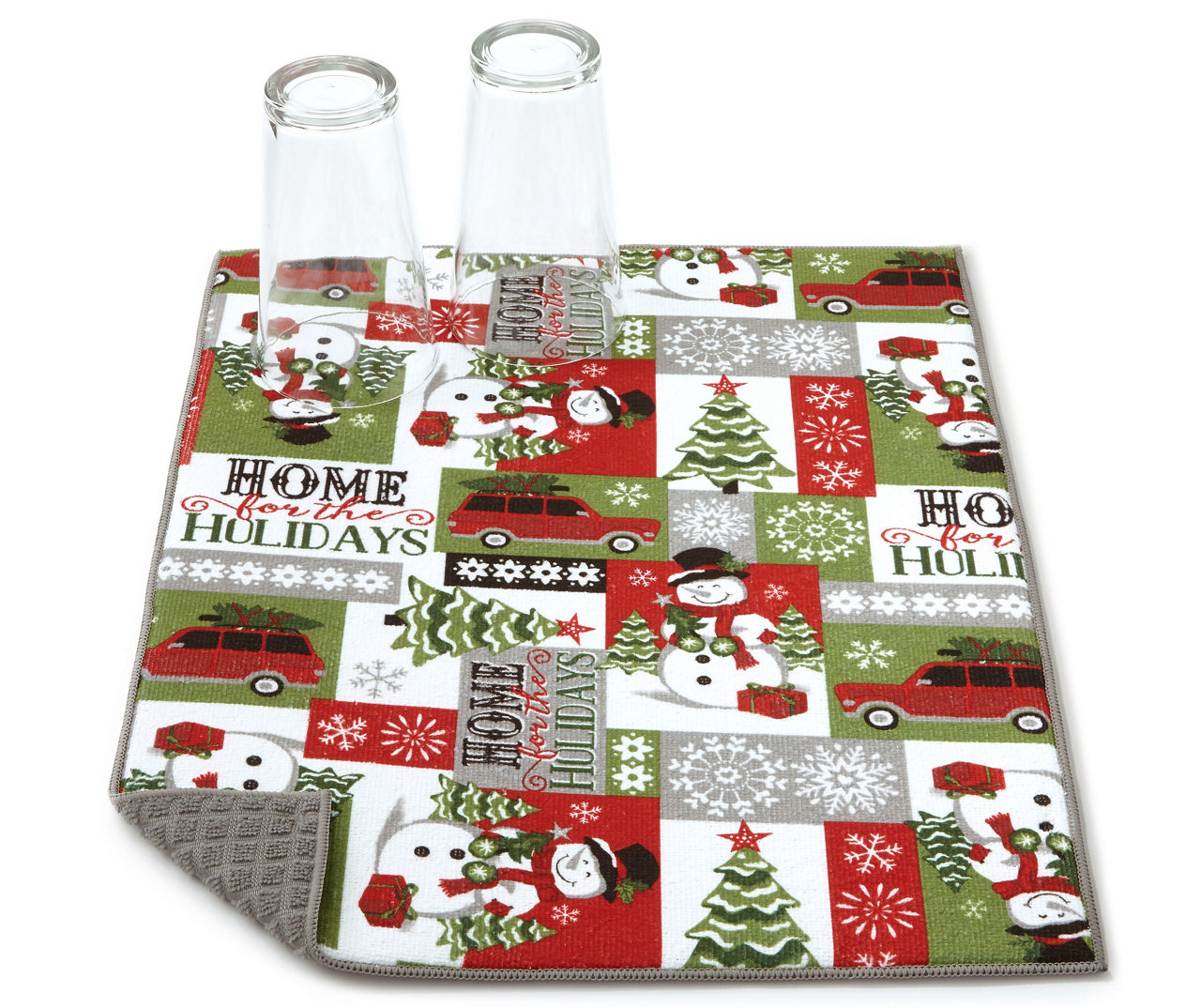 Dish Drying Mat for Kitchen Counter,Christmas Snowman Tree Gift