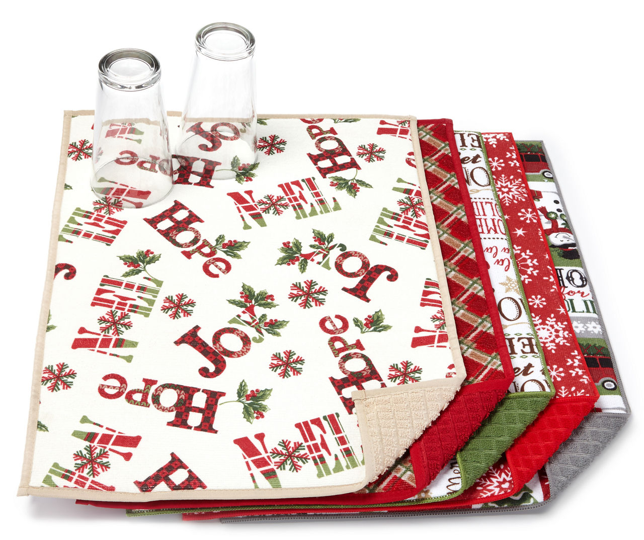 Snowman Sentiment Christmas Reversible Dish Drying Mat
