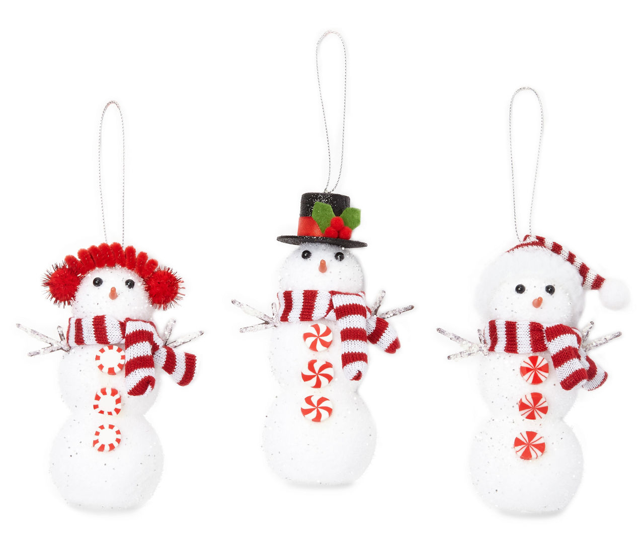 Winter Wonder Lane Fuzzy Snowmen Ornaments, 3Pack Big Lots