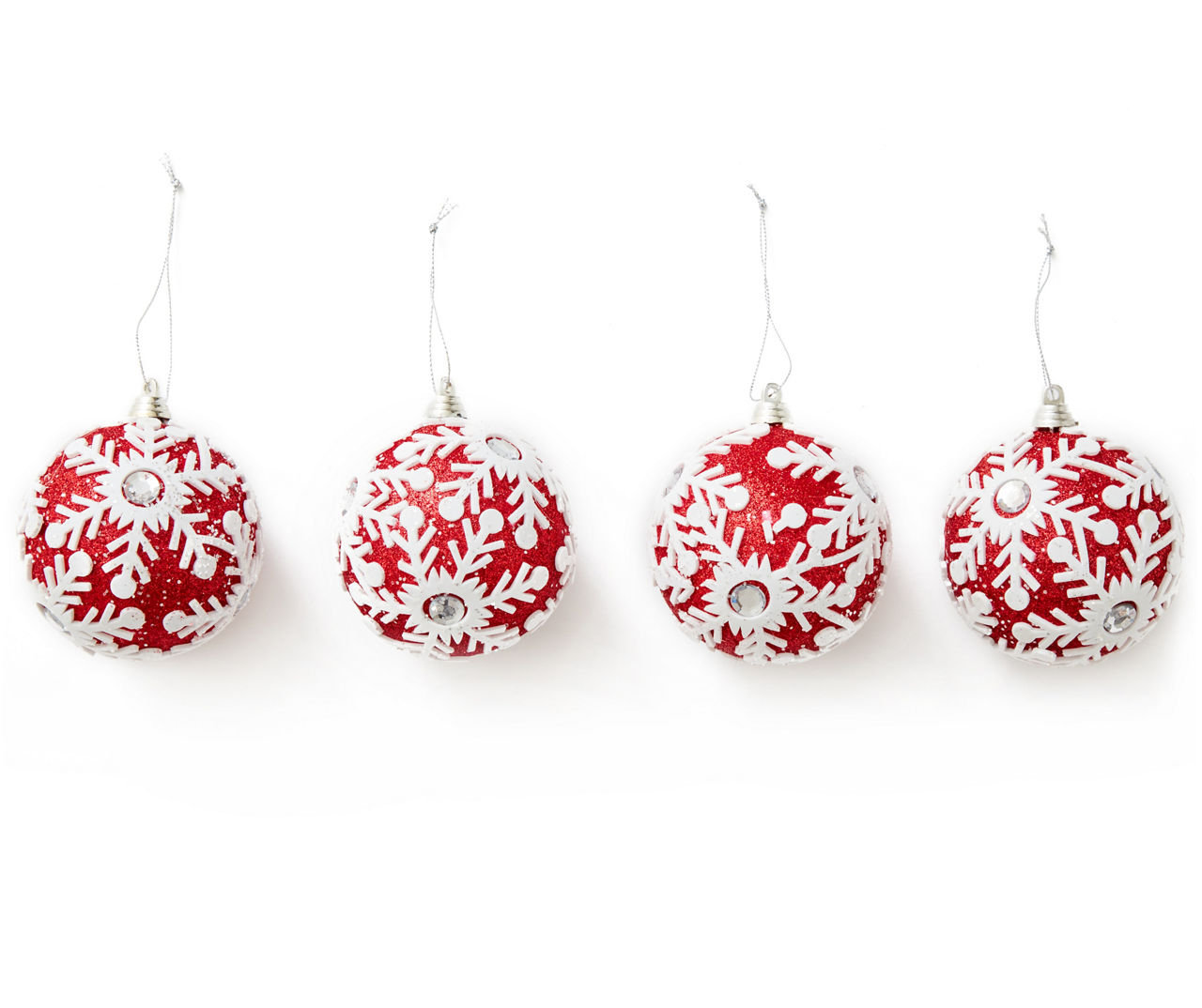 Winter Wonder Lane Red & White Embossed Snowflake Round Ornaments, 4 ...