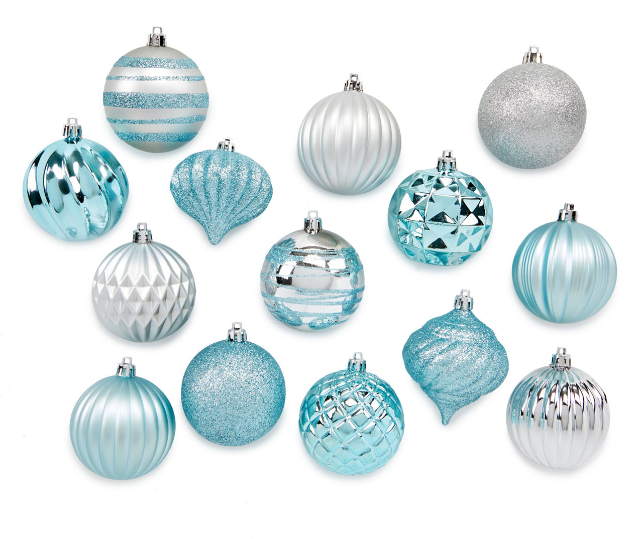 Winter Wonder Lane Blue & Silver 30-Piece Shatterproof Ornament Set ...