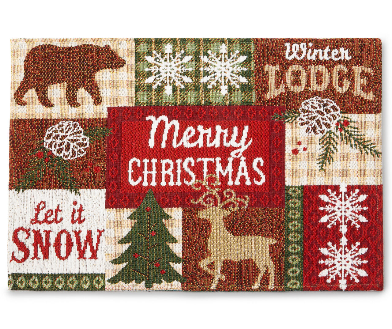 Chenille Patchwork Christmas Placemat | Big Lots