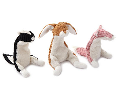 Corduroy Animal Dog Toy Gift Set, 3-Piece