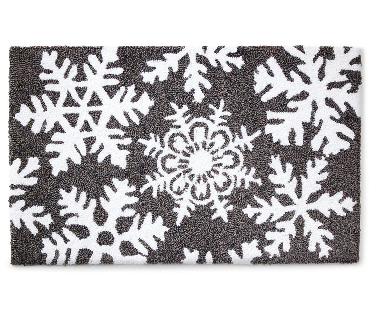 Indoor/Outdoor Snowflakes Holiday Hooked Accent Rug