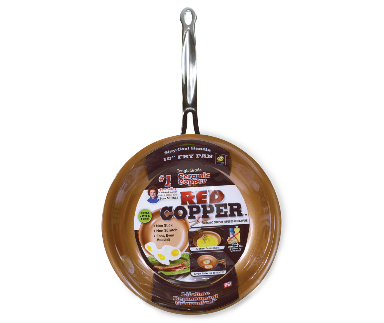 As Seen On TV 10 Ceramic Red Copper Frying Pan