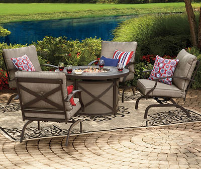 Wilson Fisher 43 Mesa Gas Fire Pit Patio Table With Lazy Susan Big Lots - Round Patio Table And Chairs Big Lots