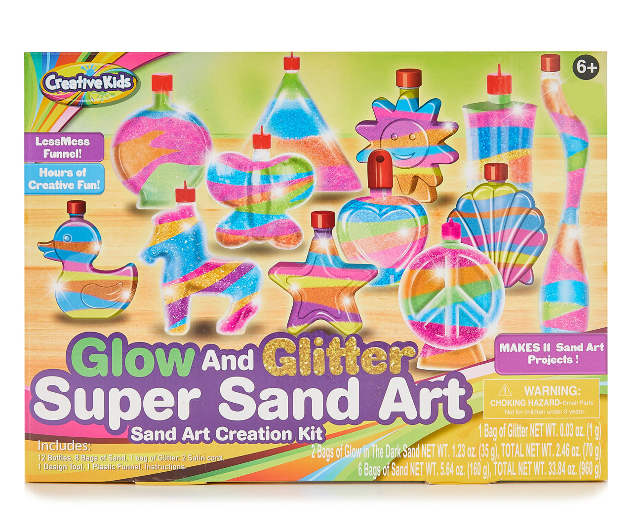Kids Glow Sand Art Bottles Craft DIY Activity Toy Set Childrens Make Your Own 