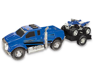 Blue Ford F-650 Super Duty Light & Sound Truck with Trailer