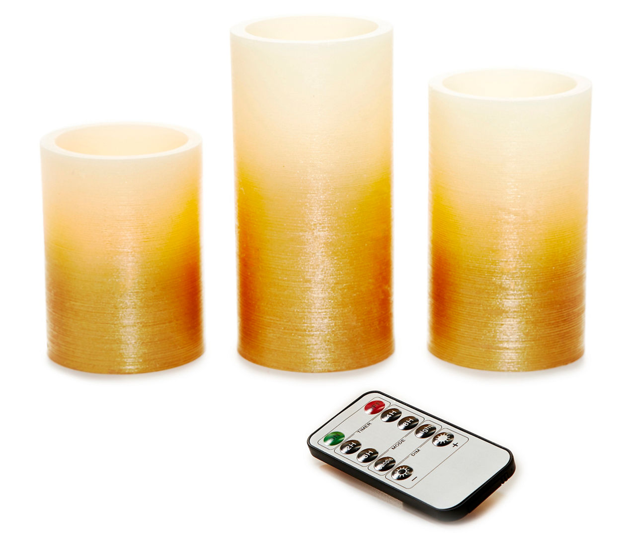 Gold Flameless LED Pillar Candle Set with Remote, 3Pack Big Lots