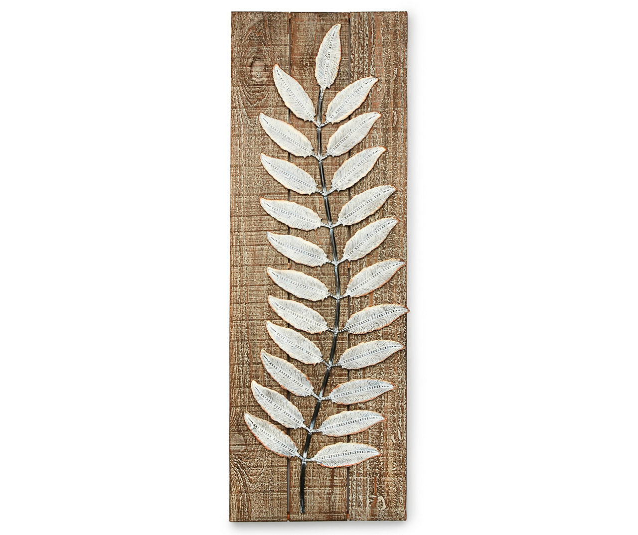 Wood with Cream Metal Leaves Swaying Right Wall Plaque Big Lots