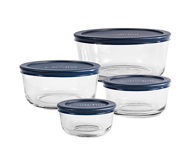Navy Blue 8-Piece Glass Container Set