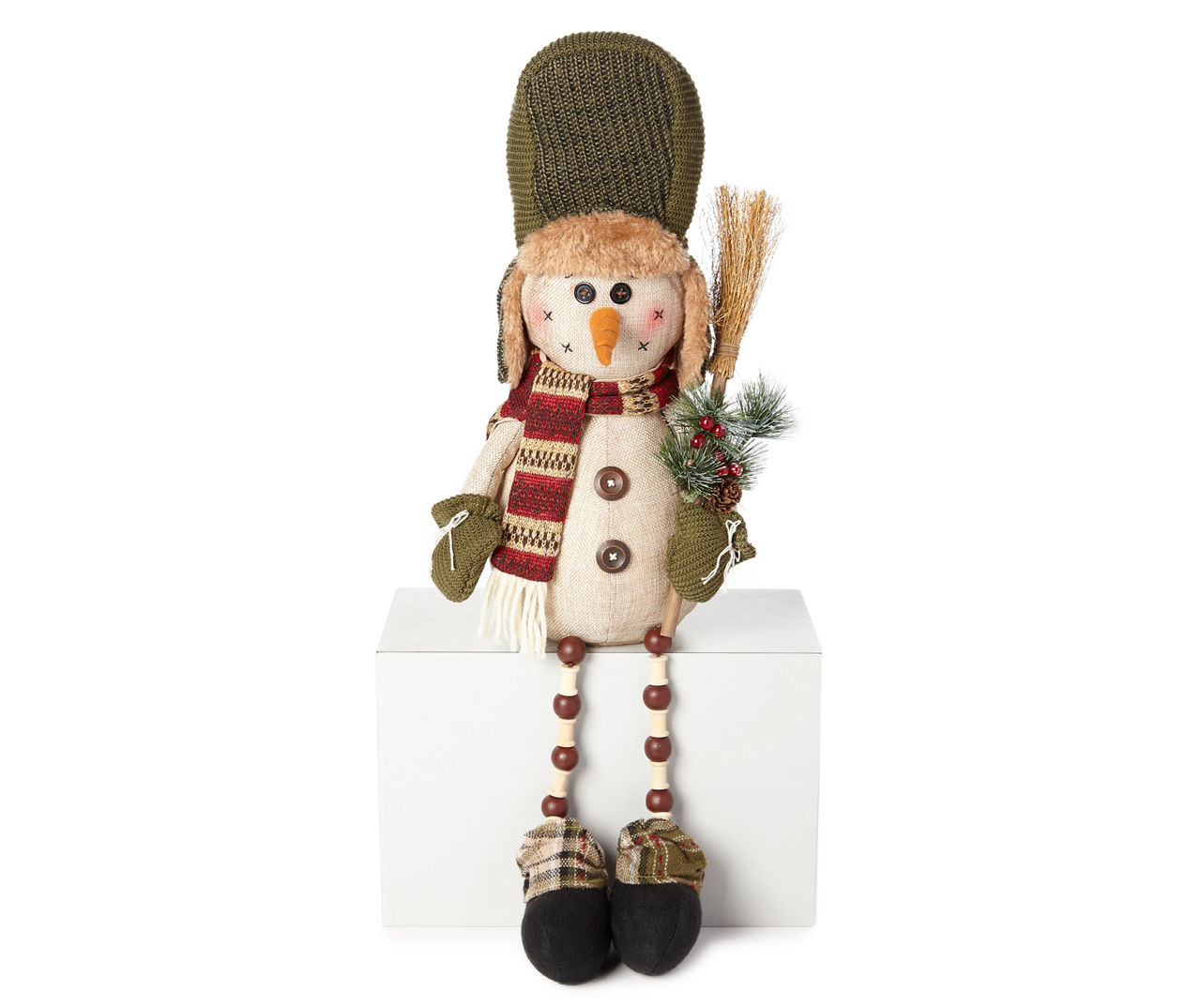 Winter Wonder Lane Frosted Forest Furry White Hat-Wearing Snowman Decor