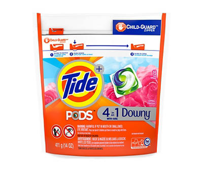 Tide PODS with Downy, Liquid Laundry Detergent Pacs, April Fresh, 15 count