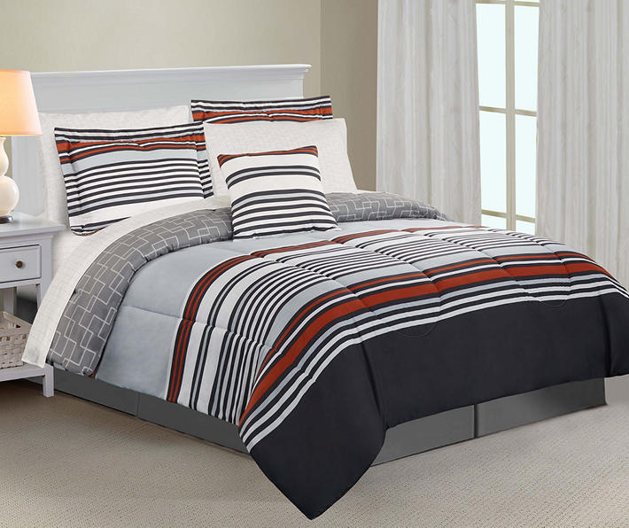Just Home Geary Rust Reversible Comforter Sets
