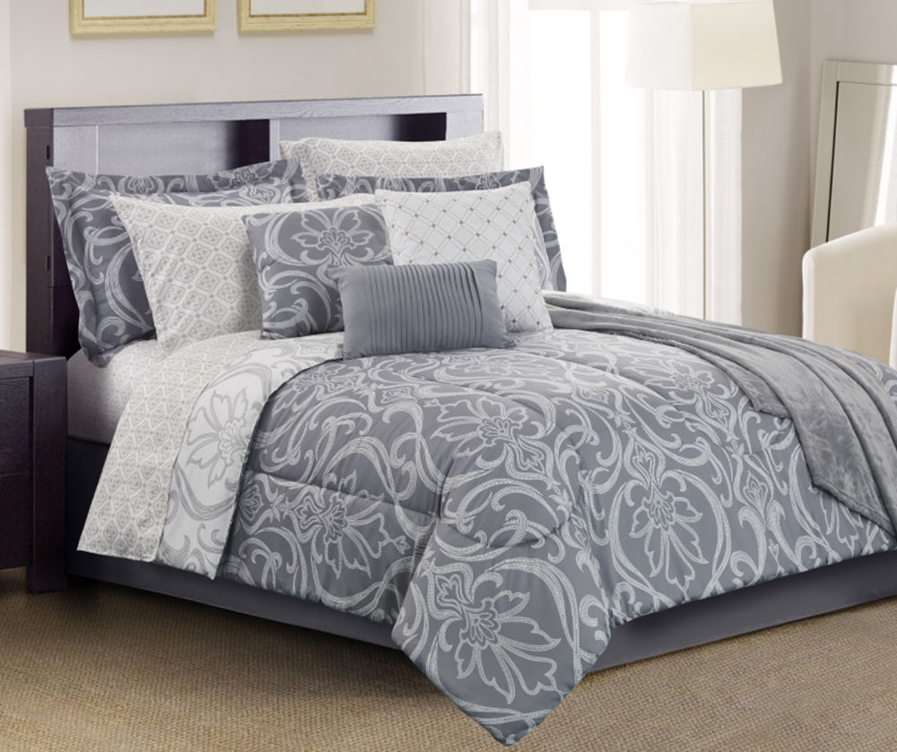 Living Colors Living Colors Amelia Gray 12-Piece Comforter Sets | Big Lots