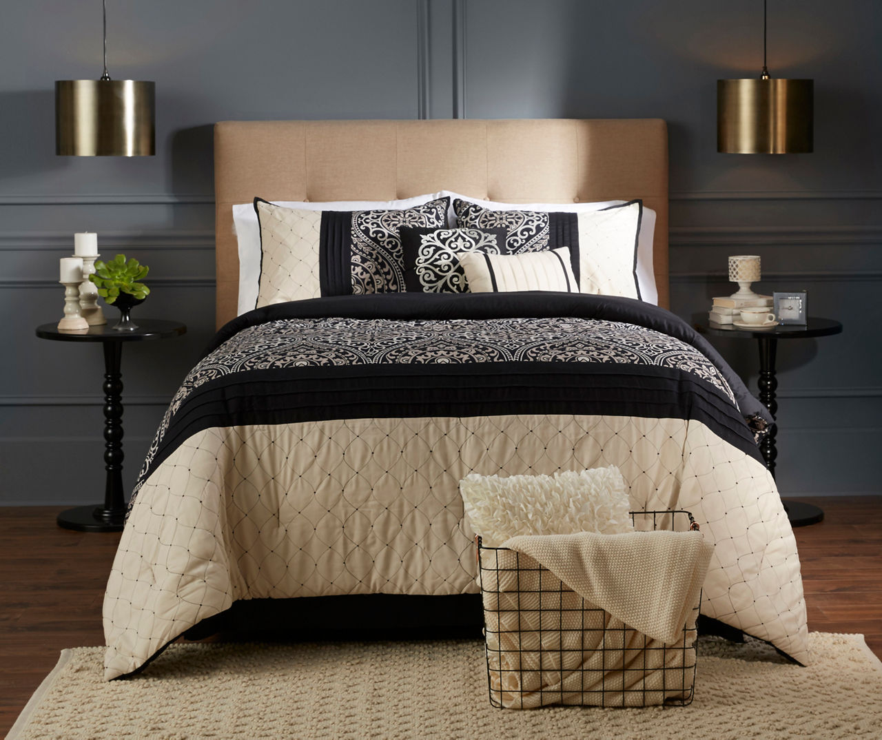 Black and cream deals comforter