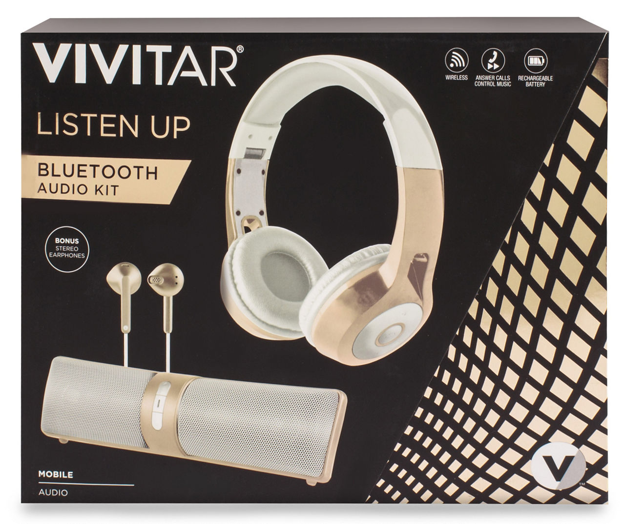 Vivitar Gold Bluetooth Headphone Clutch Speaker Audio Kit Big Lots