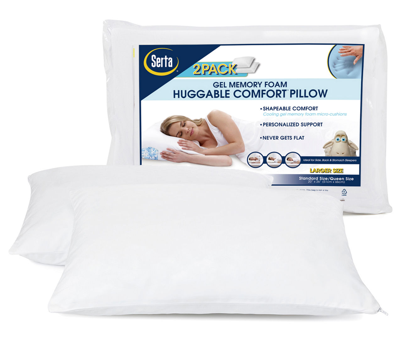 Serta rest gel memory 2024 foam huggable comfort pillow