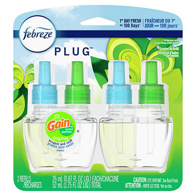 Febreze Odor-Eliminating Fade Defy PLUG Air Freshener Refill, Gain Original Scent, (2) .87 fl. oz. Oil Refills