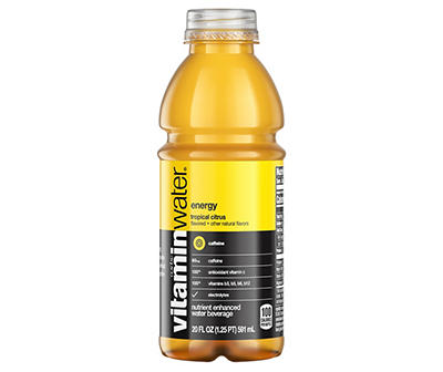 vitaminwater energy electrolyte enhanced water w/ vitamins, tropical citrus drink, 20 fl oz
