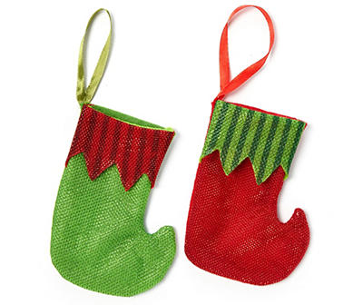 Red & Green Elf Mini Stockings, 12-Pack